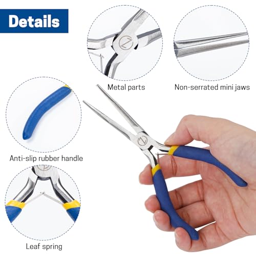 VISEMAN 6" Mini Needle Nose Pliers, 2PCS Long Nose Pliers Set - style: Straight + 45-Degree Bent
