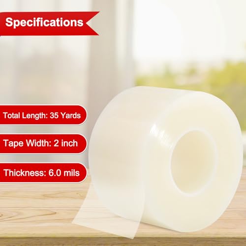 Transparent Window Seal Weather Sealing Tape 2 Inch x 35 Yards Weather Stripping Residue Free Clear Window Insulation Tape for Shower Glass Gaps and Doors Windproof Tape - size: 2 IN - 35 Yards Clear