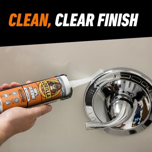 Gorilla 100% Silicone Waterproof Caulk, Clear, 10 oz Cartridge - color: Clear, size: 10oz Cartridge
