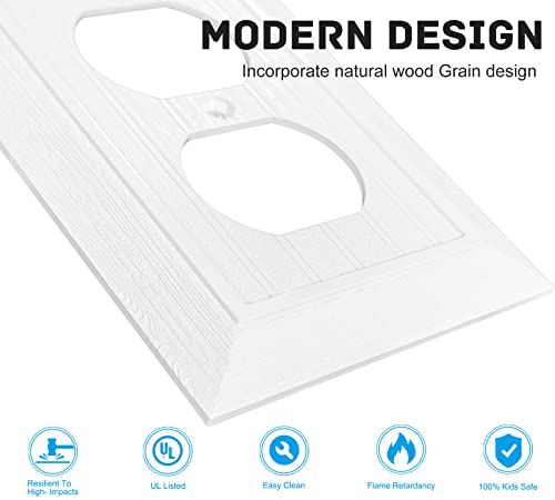 Modern Decorative Wall Plate Retro Wood Grain design Switch Cover Outlet Cover for Light Switch, Smart Switch, Dimmer, GFCI, USB Outlet (Duplex Outlet 4-Pack) - size: Duplex Outlet 4-Pack