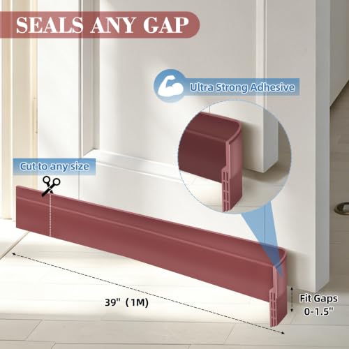 78'' Under Door Draft Stopper, Strong Adhesive, Blocks Draft & Dust - color: Brown, size: 2" W x 78" L( 50mm x 2M)