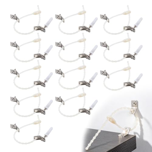 12 Pack Furniture Anchors for Baby Proofing, Furniture Wall Straps - color: Beige Nylon Bead Straps - 12 Pack