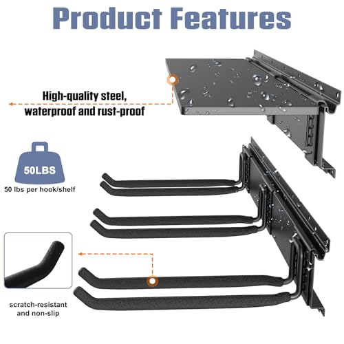 WALMANN Wall Mounted Garden Tool Rack, Folding Chair Hangers - size: 24 inch railx4