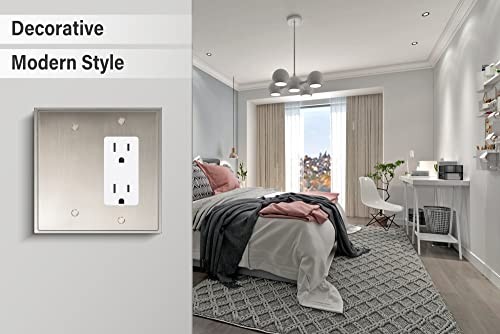 Henne Bery Soft Modern Decorative Wall Plate Switch Plate Outlet Cover (Blank/Decorator, Satin Nickel) - style: Blank/Decorator