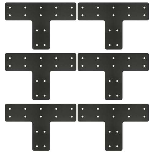 6 Pack 12"x8" T Post Timber Frame Brackets, T Flat Mending Plate - size: 6 Pcs-12"x8"