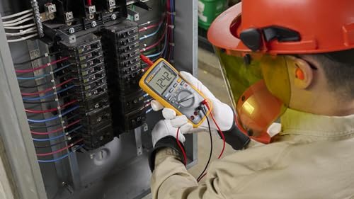 Fluke 17B+ Digital Multimeter, for Electrical Applications, Measures AC/DC Voltage 1000V, Current Measurements to 10A, Resistance, Continuity, Diode, Capacitance, Frequency, and Temperature Testing