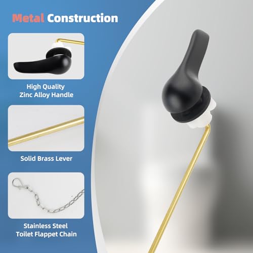 iFealClear Universal Metal Toilet Handle Replacement Kit, Front Mount Toilet Tank Flush Lever Handle with Stainless Steel Chain, Toilet Trip Lever Fits Most Toilets, Easy to Install, Matte Black - color: Matte Black, style: Front Mount Design