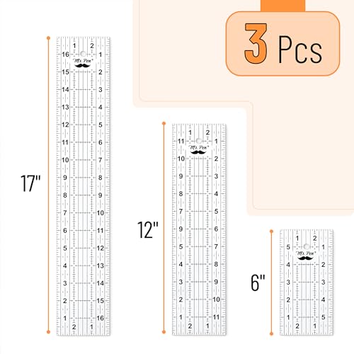 Mr. Pen- Sewing Ruler, 3 Pack, 6", 12" & 17", Acrylic Ruler, Quilting Ruler