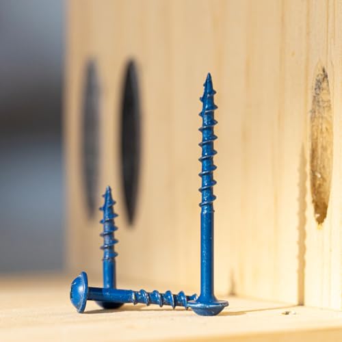 #8×1-1/4 Inch Pocket Hole Screws,300 Pcs,Wood Screws for Wood Working with Blue Coated,Square Drive Head… - size: #8×1-1/4 Inch