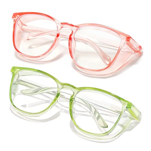 SQIMZAR Safety Glasses Goggles For Women Nurses Protective Eyewear,Anti Fog Safety Goggles - color: Green+pink
