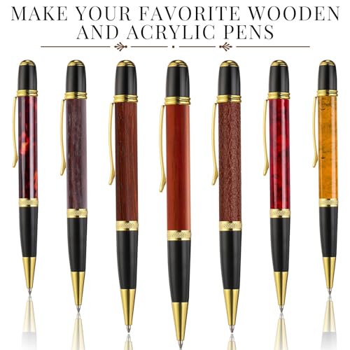 Colarr 12 Pack Woodturning Pen Kit Twist Ballpoint Pen Kit, Gold - color: Gold