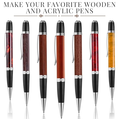 Colarr 12 Pack Woodturning Pen Kit Twist Ballpoint Pen Kit, Silver - color: Silver