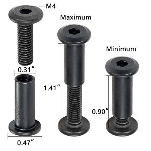 40 Sets Black Furniture Connector Bolts M6x20mm Binding Screws for Wood - color: M6x20mm-Black-D