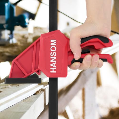 Upgraded 4-Pack 24 Inch Woodworking Clamps,Bar Clamps Heavy Duty 350LBS Throat Depth 3-1/3”,One-Handed Quick Grip/Spreader Wood Clamps Set with Quick Change Button