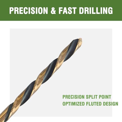 1/4 x 8 Inch Extra Long Drill Bits (3 Pack), Aircraft Drill Bit Black and Gold M2 HSS for Wood, Plastic, Thin Metal Sheet - size: 1/4 in