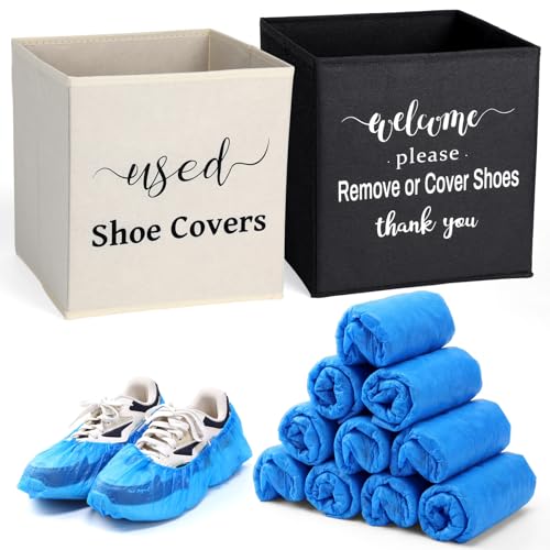 200 Pcs Disposable Shoe Covers with 2 Dispenser Boxes, Blue - color: Blue