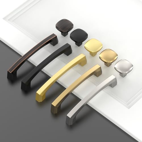 Asidrama 10 Pack 4 inch Brushed Gold Kitchen Cabinet Handles - color: Brushed Gold, size: 4" Hole Center(102mm)