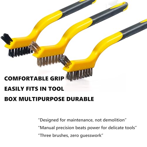 Wire Brush Set, 6 Pcs Brass/Stainless Steel/Nylon Wire Brushes