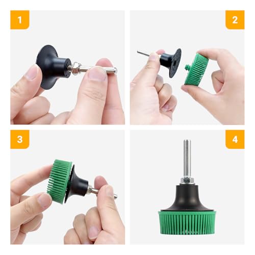 2 Inch Bristle Disc 6pack - 50 Grit with 1/4inch Shank Attachment Abrasive Coating Removal Brush Disc for Metal