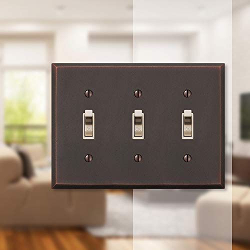Amerelle Manhattan Triple Toggle Cast Metal Wallplate in Aged Bronze - size: 3 Toggle