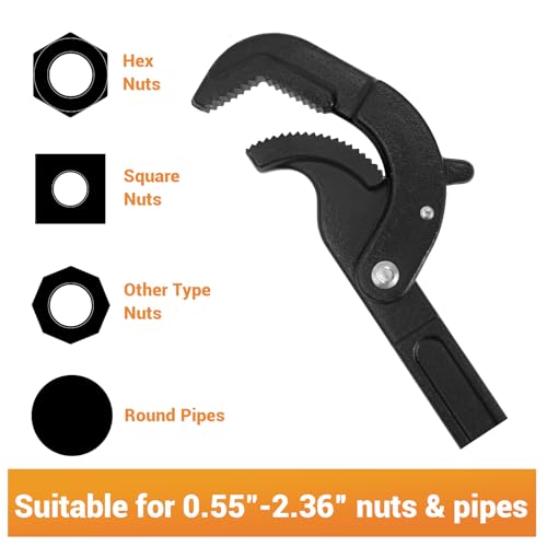 ETERNA 10" & 14" Pipe Wrench Set, 2 Pack Multi-Function Adjustable Pipe Wrench Set, Self Adjusting, Self Locking, Quick Open, Power Grip Wrench for Plumbing Pipes, Nuts, Screws, Vehicle Repairs