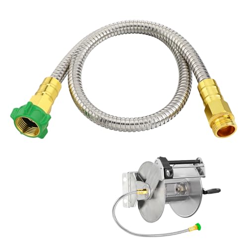 3ft Short Metal Garden Hose with Male to Female Connector - size: 3ft