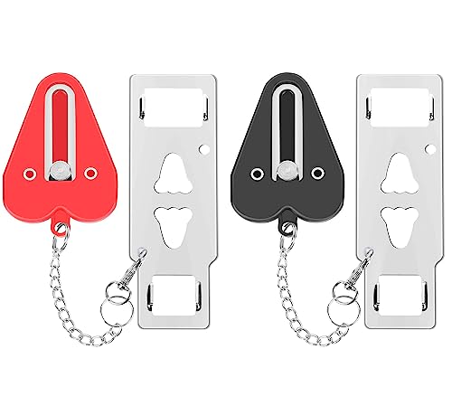 Portable Door Lock,2 Pack Heavy Duty Hotel Travel Door Lock for Additional Safety and Privacy for Hotel,Apartment, Home, Bedroom, School and Prevent Unauthorized Entry