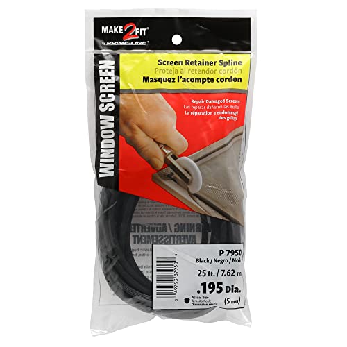 Prime-Line P 7950 Screen Retainer Spline, 0.195 In., 25 ft., Black (1 Roll) - size: 0.195 in.