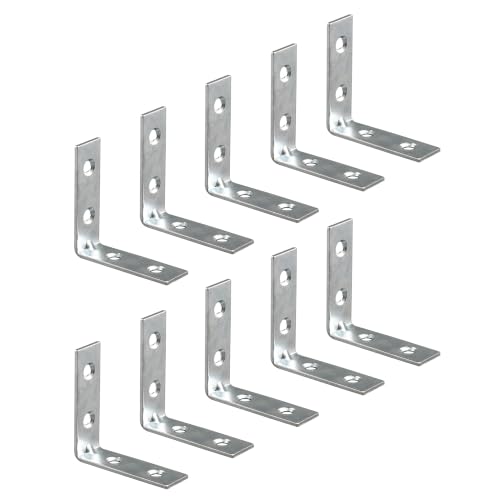 Prime-Line Angle Corner Bracket, 2 in., Zinc-Plated Steel, 4-Hole, 10 Pack