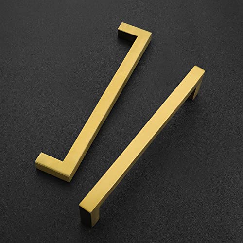 Ravinte Brushed Brass Cabinet Handles Square Pulls 6-1/4 Inch 30 Pack | Stainless Steel, Square Bar Grip, Drawer Pulls, Kitchen Cabinet Hardware, For Cupboards, Drawers, Dressers, Cabinets - color: Brushed Brass
