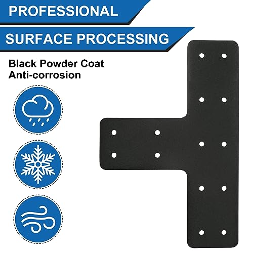 T Post Bracket 4pcs,12"x8" Flat Mending Plate,T Shape Brackets - style: T-shape(12X8X3)