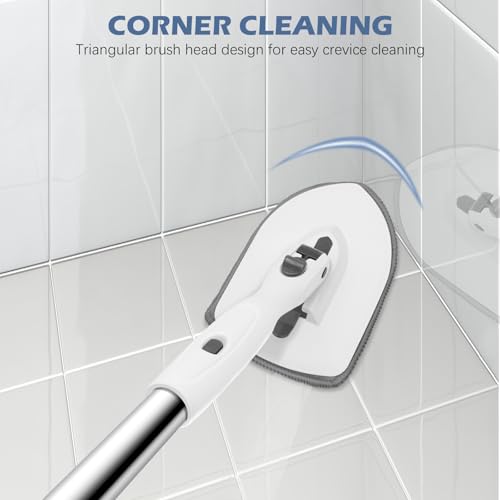 SetSail Tile Tub Scrubber Brush 3-in-1 Long Handle Shower Brush,White Grey - color: White Grey, size: 2 Pads