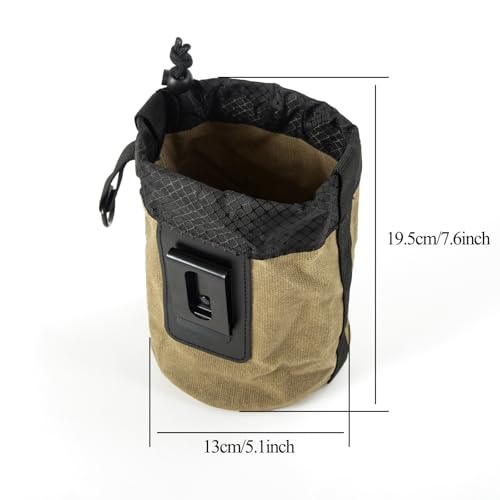 Waxed Canvas Nail/Screw Pouch, Tool Pouch with Belt Clip, 5 x 5 x 8 Inch Rounded Bolt Bag with Stand up Base Metal Clip on Organizer, Nail Pouch Suitable for Carpenters, Electrician, Carpenter - color: Green