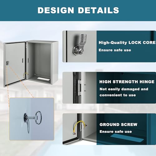 Waterproof Electrical Enclosure 12 x 12 x 6'', Outdoor Electrical Box Weatherproof, Electrical Junction Box with Reinforced Lock - size: 12 x 12 x 6''