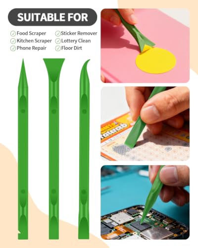 12 PCS Carbon Fiber Plastic Scrapers Tool, Non-Scratch Scraper Tool for Tight Spaces, Multi-Purpose Label Scraper Pen-Shaped, for Car Cleaning Supplies, Kitchen, Crevices, Stains (Green) - color: Green