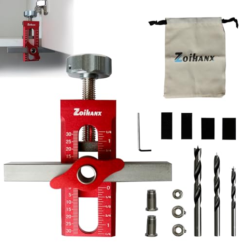 2-in-1 Cabinet Door Mounting Jig & Rebound Device Tool,Cabinet Hardware Jig with Bag,Fast Positioning Leveling Drilling Cabinet Door Mounting Jig for Most Cabinet Doors with 3 Drill Bits
