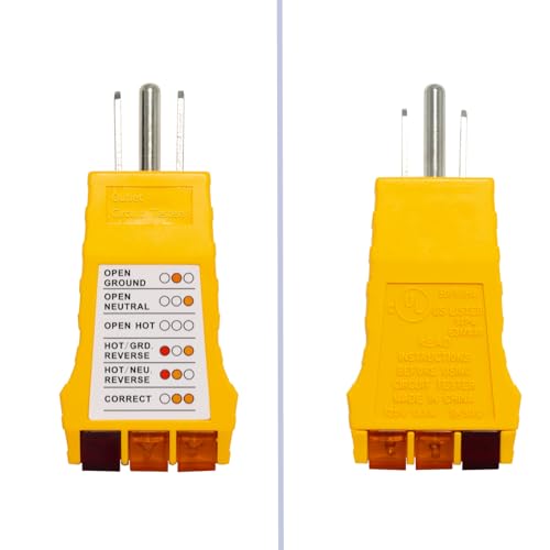 Outlet Tester with Electrical Receptacle Test,Socket Tester for North American Outlets (Yellow) - color: Yellow