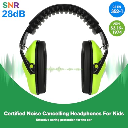 Floriogra Noise Cancelling Headphones for Kids/Toddler 28dB SNR Ear Muffs - color: Green