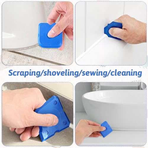 10 PCS Silicone Caulking Tool Set, Sealant Finishing Tool, Caulk Remover Tool, Portable Sealant Scraper, Reuse Grout Scraper for Kitchen Bathroom Floor Window Sealant Sealing Sink (Blue) - style: 10PCS