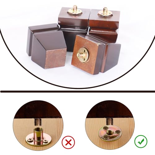Wood Legs for Furniture 4 inch Heavy Duty Sofa Legs Square Brown Bed Legs Pack of 4, Mid Century Chair Feet, Sofa Replacement Parts, Dresser Leg Sideboard Recliner Couch Riser - color: Brown, size: 4"H*3.15"W