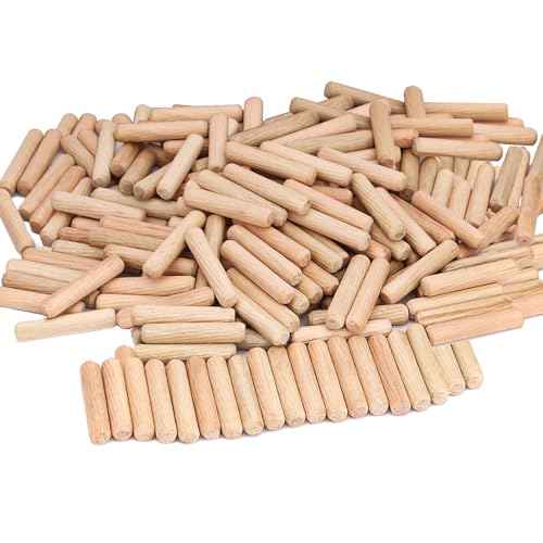 ZOENHOU 1000 PCS 6mm x 1 1/2‘’ Wooden Dowel Pins, Straight Dowel Rods Made of Hard Wood, Fluted Wood Dowel Plugs with Beveled Ends Tapered for Easy Insertion, Accessory Kit for Woodworking Furniture - size: 6mm x 1 1/2‘’
