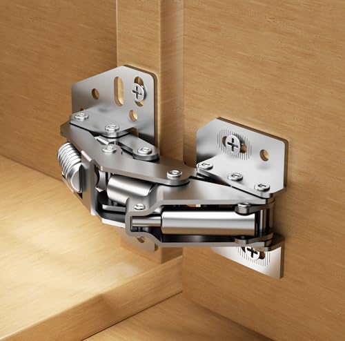 Chibery 4 Pack 90° RV Cabinet Hinges, Heavy Duty Surface Mount Soft Close Accessories, Face Frame & Frameless, Self Closing, No Pre-Drilled Cup Hole for Cabinets, Camper Van, Trailer, Vehicle-Mounted
