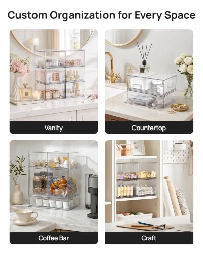 Vtopmart Clear Stackable Storage Drawers Set of 9, Plastic Organizer Bins - style: 6 Small+2 High+1 Wide