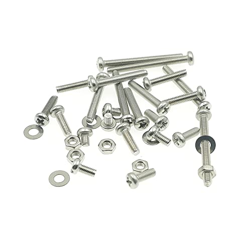 420PCS M3 Phillips Pan Head Machine Screws Nuts Flat Washers Kit,304 Stainless Steel,Screws Length:4mm to 30mm - size: M3