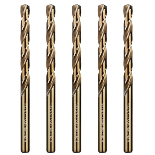 5/16 Inch Cobalt Drill Bits 5Pcs - HPHOPE M35 HSS Metal Twist Drill Bits Set, Jobber Drill Bits Length and Straight Shank, Suitable for Drilling in Hard Metal, Stainless Steel, Cast Iron - size: 5/16-inch, 5Pcs