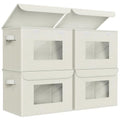 Univivi Fabric Storage Bins with Lids for Clothes 4 Pack, Beige Linen - color: Linen Beige
