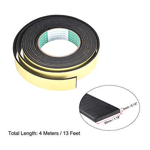 uxcell Sealing Foam Tape 30mm Wide 3mm Thick 4m/13ft Long, Self Adhesive Weather Strip for Window Door Insulation, Pack of 2 - size: 30mmx3mmx4m