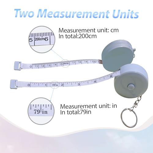 Mini Measure Tape 79 Inch/2M Dual Sided Retractable Tape Measuring for Body,Sewing, Cloth, Furniture,Height (Blue) - color: Blue