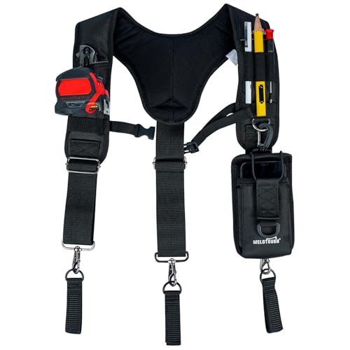 MELOTOUGH Tool Belt Suspenders Work Belt Suspenders for Men Big and Tall Construction Bag Suspenders Padded Work belt for Carpenter/Electrician/Roofing/Farmer work(Y Back)