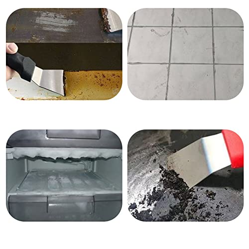 Stainless Steel metal Scraper, stove top Oven Scraper Tool non scratch, window glass scraper,Kitchen Cleaning,glass stripper,Putty,grout,sticker,Wallpaper, Paint,cooktop,Straight + Bending 2-PCS